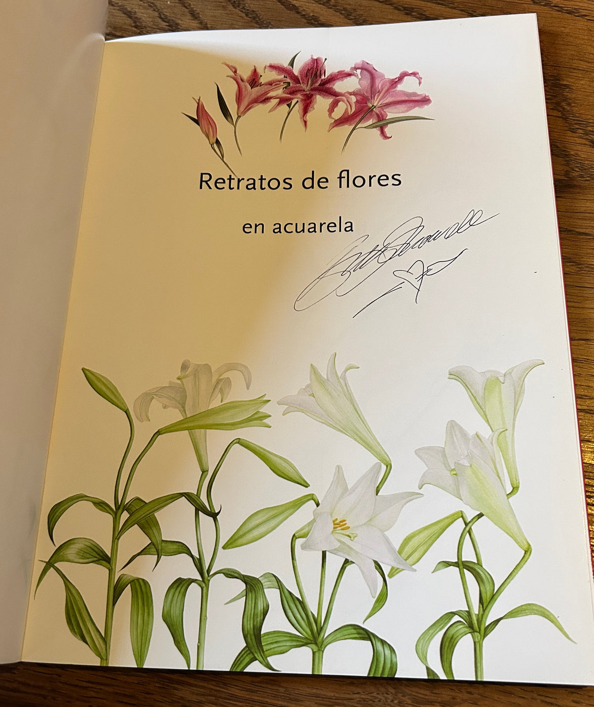 Spanish signed copy of the book ‘Watercolour Flower Portraits’ by Billy Showell